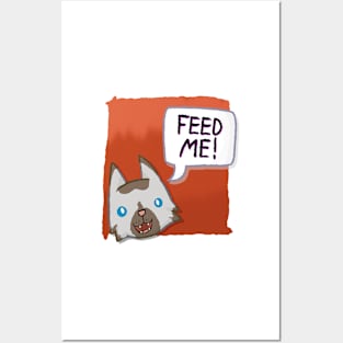 Feed Me! [Chocolate Point Cat With A Red Background] Posters and Art